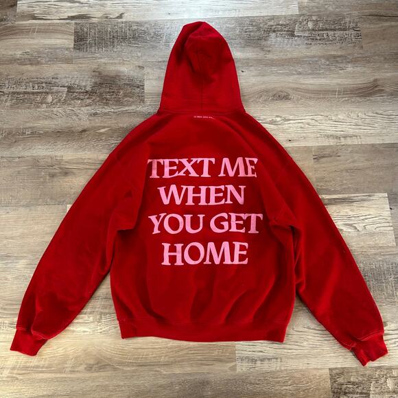 Lonely Ghost Red Hoodie “Text Me When You Get Home” Large Internet-Core - Picture 2 of 7